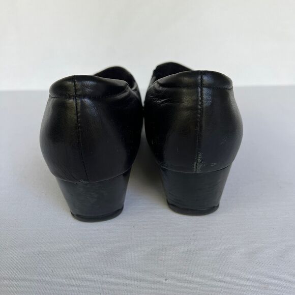 Clarks Loafers Size 7W Black Everyday Sugar Spice Heeled Leather 85140 - Picture 3 of 11